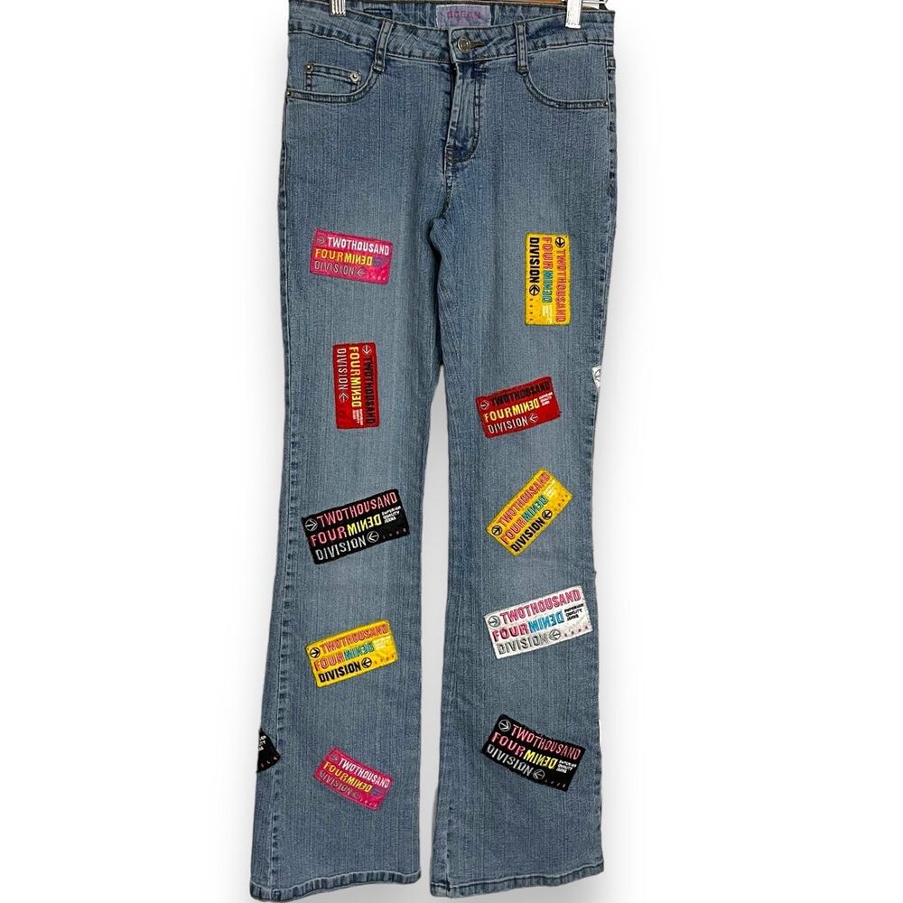 Ocean Jeans Wear 2004 Denim Division Bootcut Women's 1 Blue Y2K Patchwork Retro